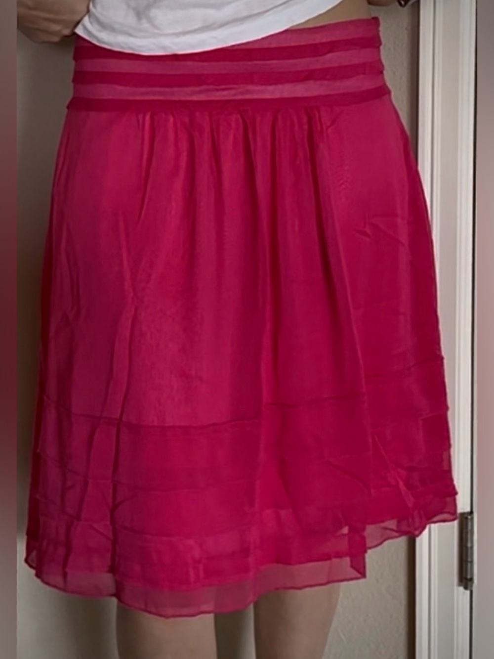Anthropologie Hot Pink Pleated Mini Skirt Mid Rise S Bella Bird